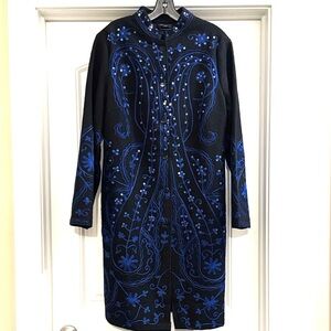 Elegant Black and Blue Embroidered Dress